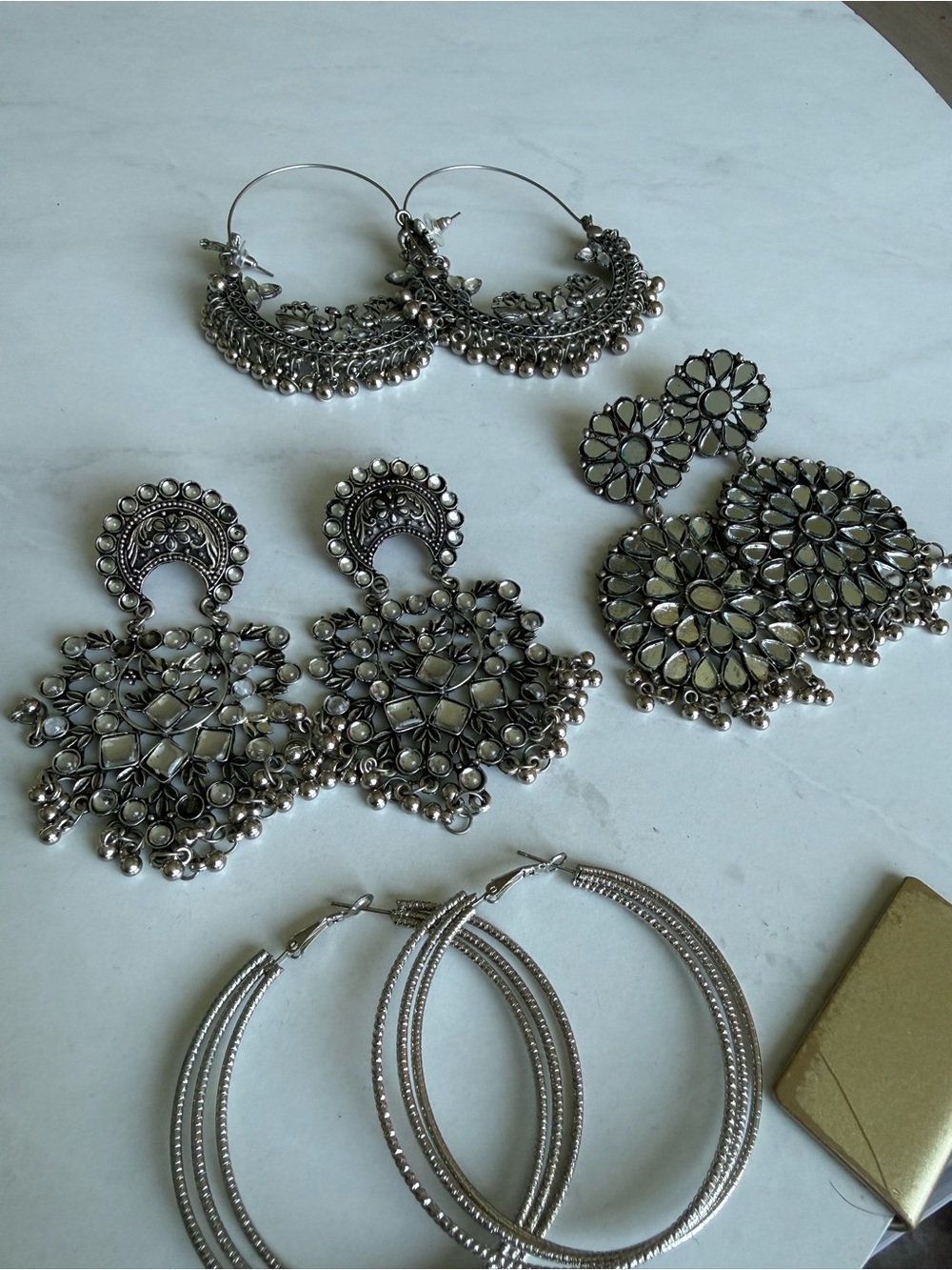 Silver-Tone Filigree Floral Drop Earrings - Women Jewelry
